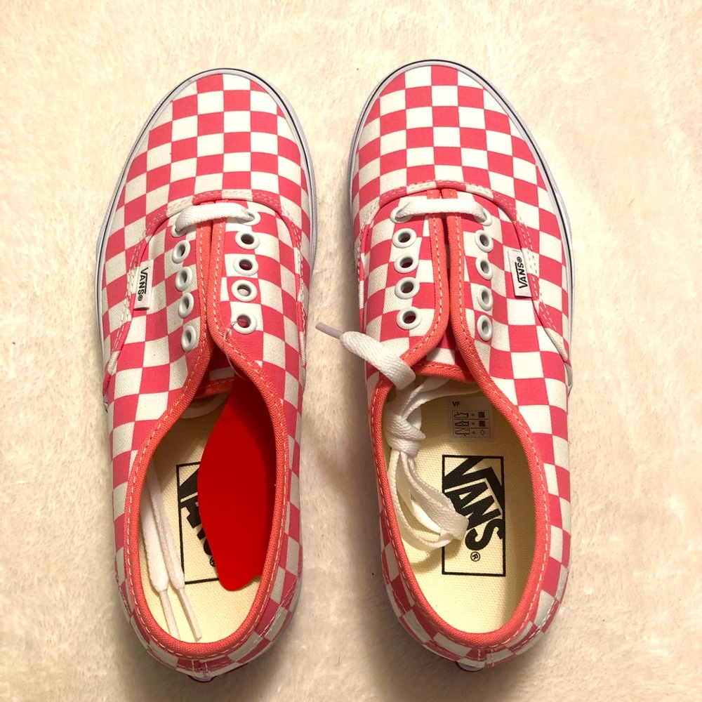 Vans. Ladies size 9 pink checkerboard sneakers. Never worn.